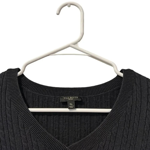 Talbots V Neck Cable Neck Sweater Size Medium - Picture 2 of 3